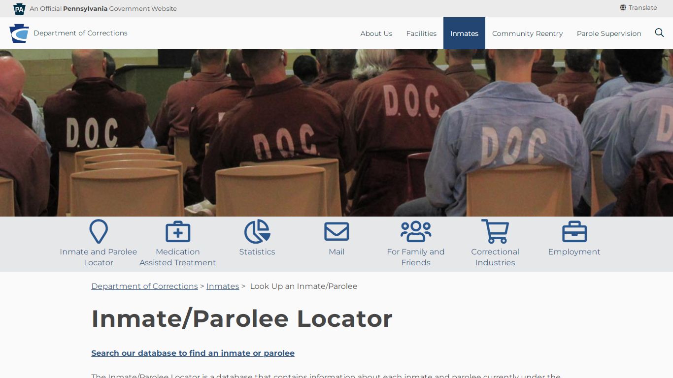 Inmate/Parolee Locator - Department of Corrections